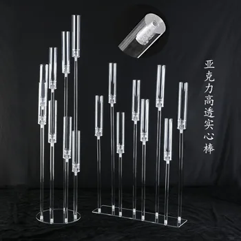 Creative Transparent Glass Candlestick Backgammon Crystal Road Guide Wedding Props for Hall Layout Decoration