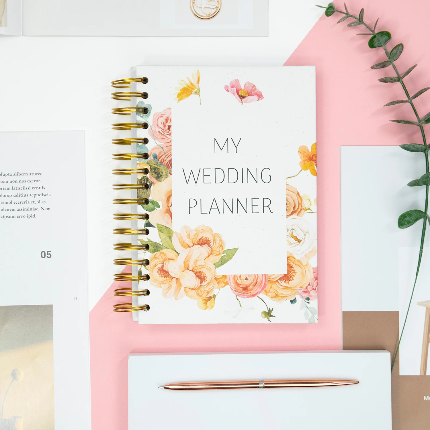 Custom Printing Wedding Planning Diary Notebook Spiral Paper Cover Organizer Journal Guest Book Wedding Planner Bride Gift