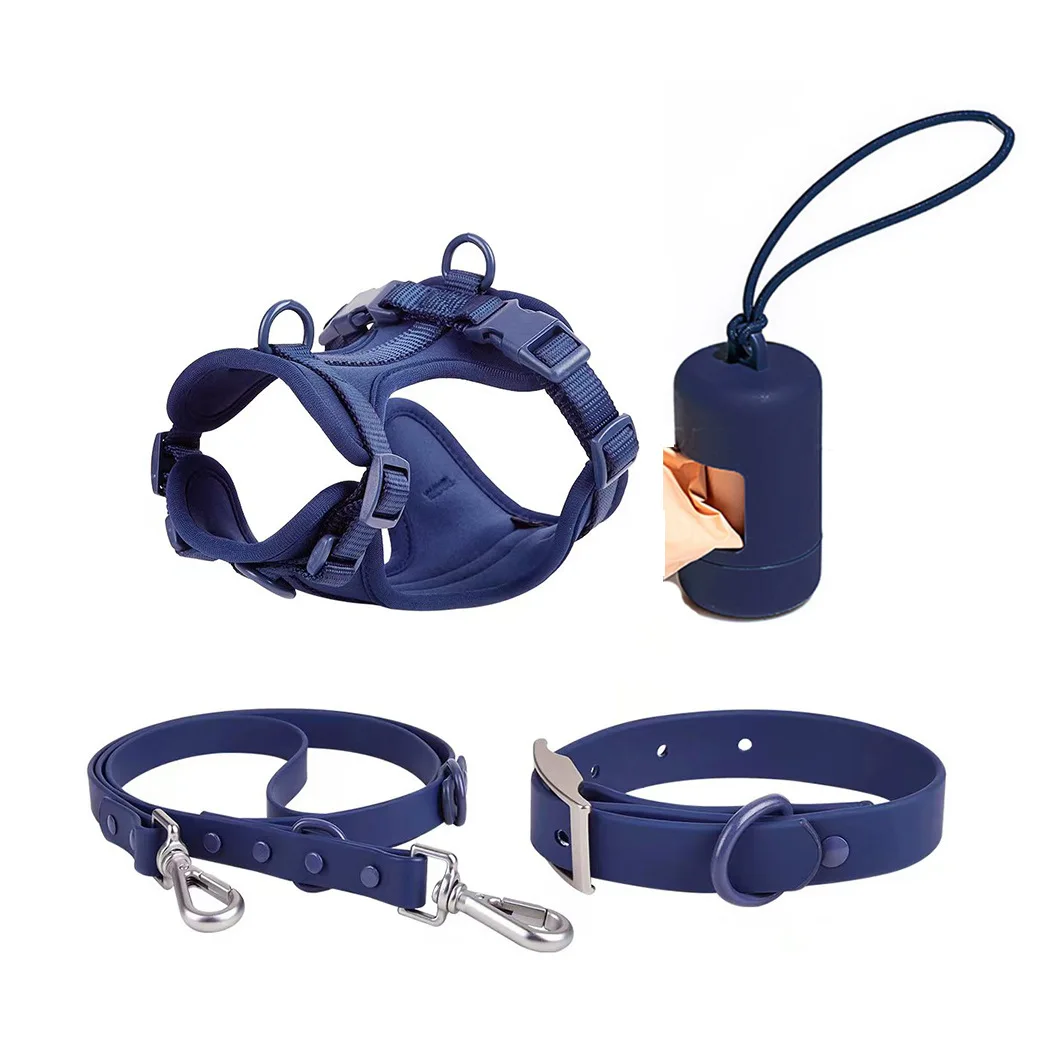 Luxury Waterproof PVC Pet Collar Leash Set Adjustable Harness