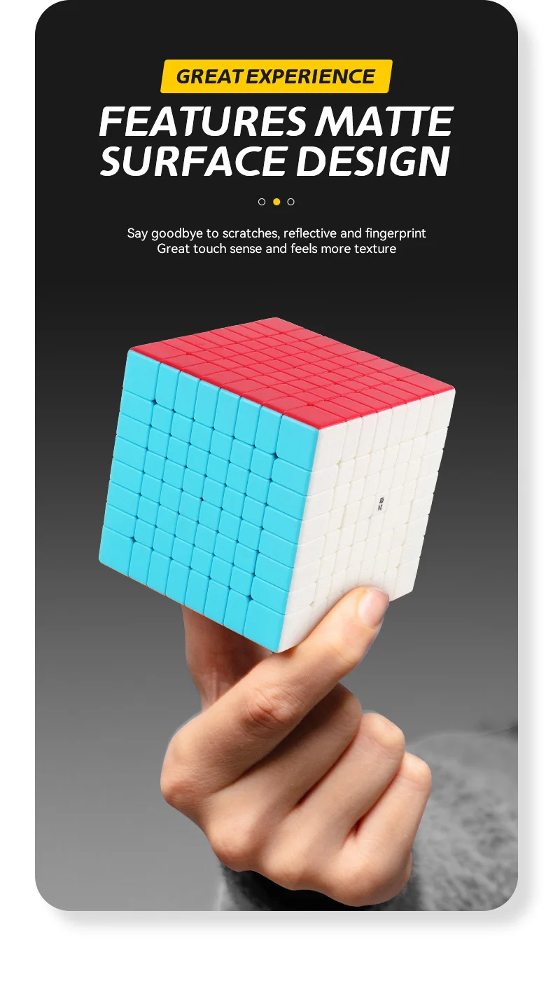 Cube 8x8 QY Stickerless - 70 Mm, Puzzle Magique, Rotation Fluide, Pour Enfants Et Adultes