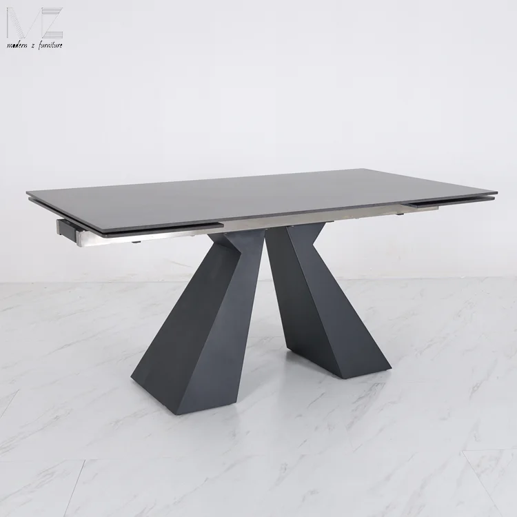 Luxury Modern Expandable Dinning Room Table Set Retractable Kitchen Furniture Sintered Stone  Marble Top Extendable Dining Table