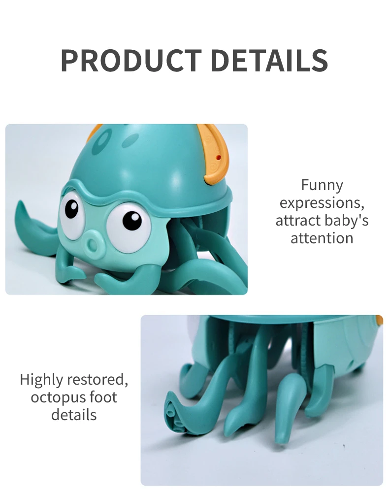 Kids Popular Walking Octopus Pull Toy Swimming Pool Bath Toys Beach Crawling Octopus with Leash Toy for Children