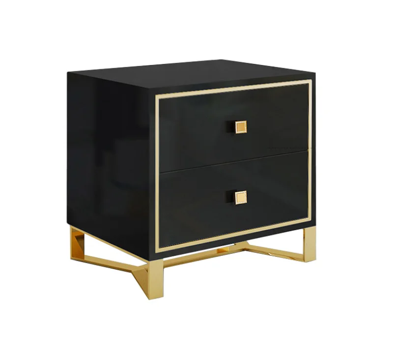 Hotel High Glossy White Or Black Side Table Furniture Wooden Gold