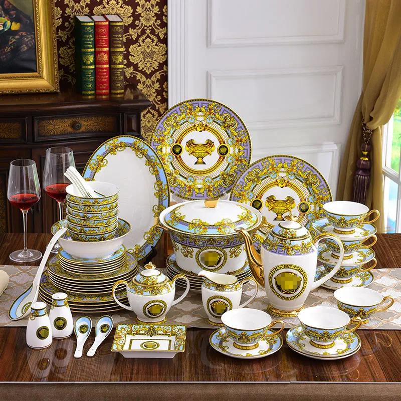 Home Luxury 58pcs Dinner Set Ceramic Flatware Custom Royal Wedding Plates  Fine Bone China Tableware Set - Buy European-style Ceramic Tableware,Dinner