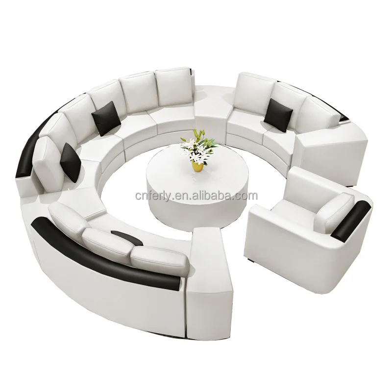 Simple and Modern Curved Office Reception Sofa Creative Living Room Round Leather Sectional Sofa