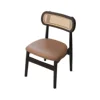 Legno Massello Nero - Intreccio in Rattan - Pelle Microfibra Marrone