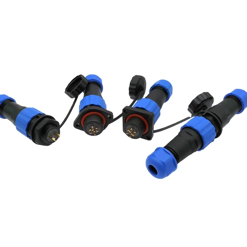 3-6 Pin IP68 Waterproof Cable Connector - 230V Ground Socket - Black