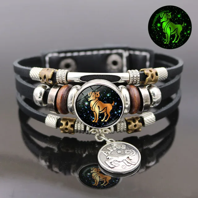 567 Men's and Women's Fashion Adjustable Leather Alloy Knitted Twelve  Bracelet Fashion Bracelet