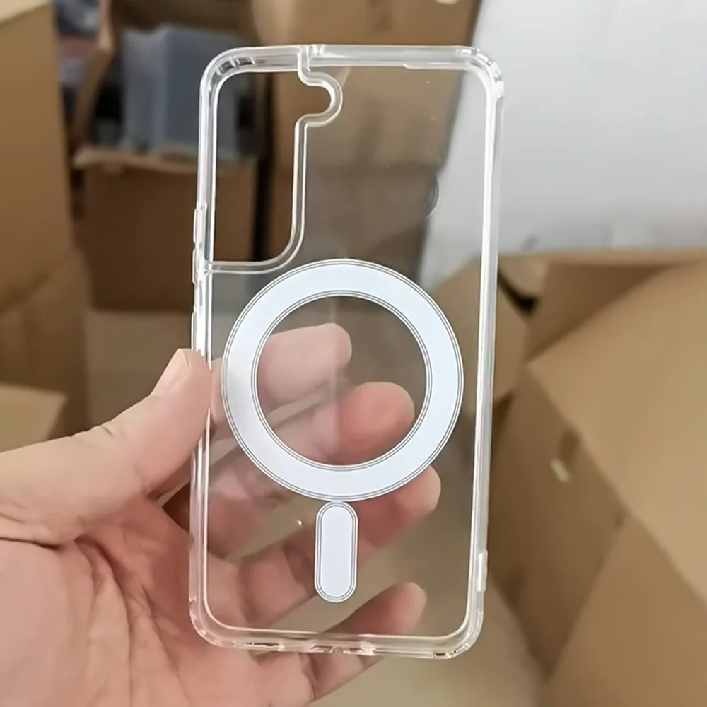 适用于三星 Galaxy A16 S25 的透明磁性硬质防震手机壳