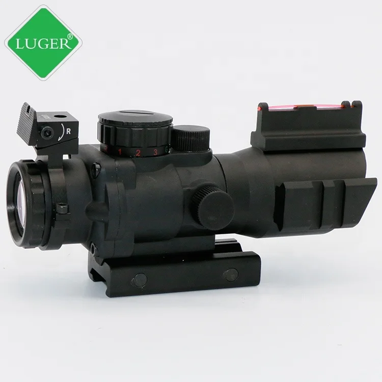 Luger 4x32 Prism Fiber Optic Sight Illuminated Reticle Scope