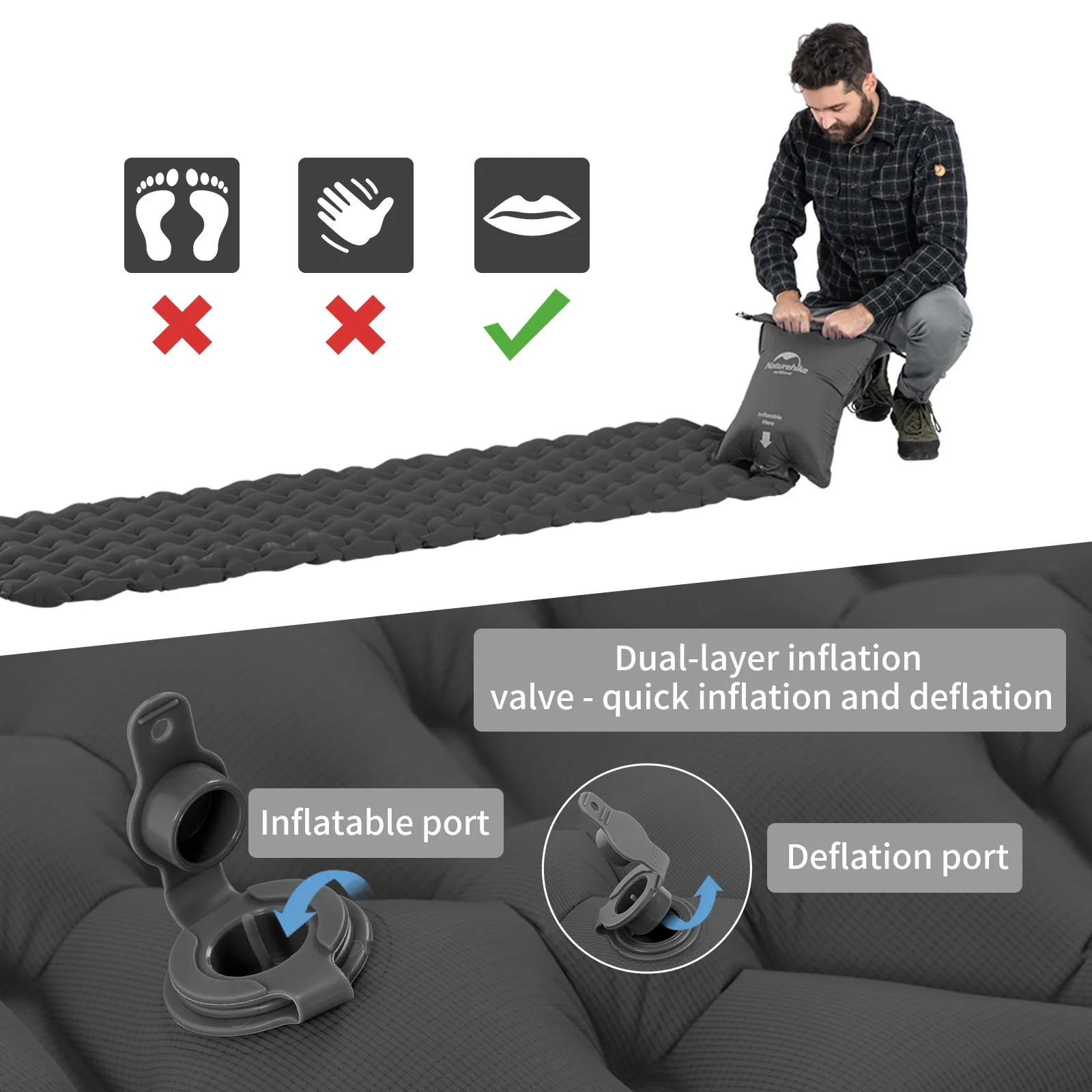 Naturehike FC-12 ultralight TPU compact backpacking inflatable sleeping Mat air mattress camping insulated Sleeping Pad