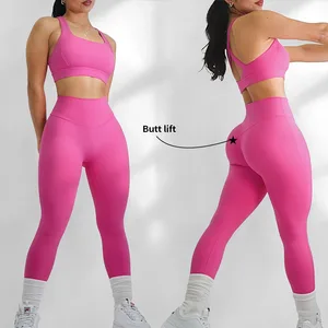 Yoga Factory Custom Women Spandex Workout Fitness Clothes Gym Fitness Two Piece Sports Bra and Leggings Yoga Activ Wear Sets