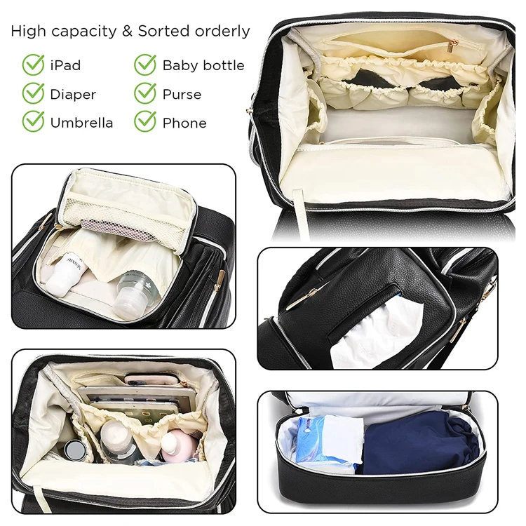 Новое поступление, водонепроницаемый дорожный рюкзак из искусственной кожи для пеленок, коричневые рюкзаки для мамы с пеленальной подушкой