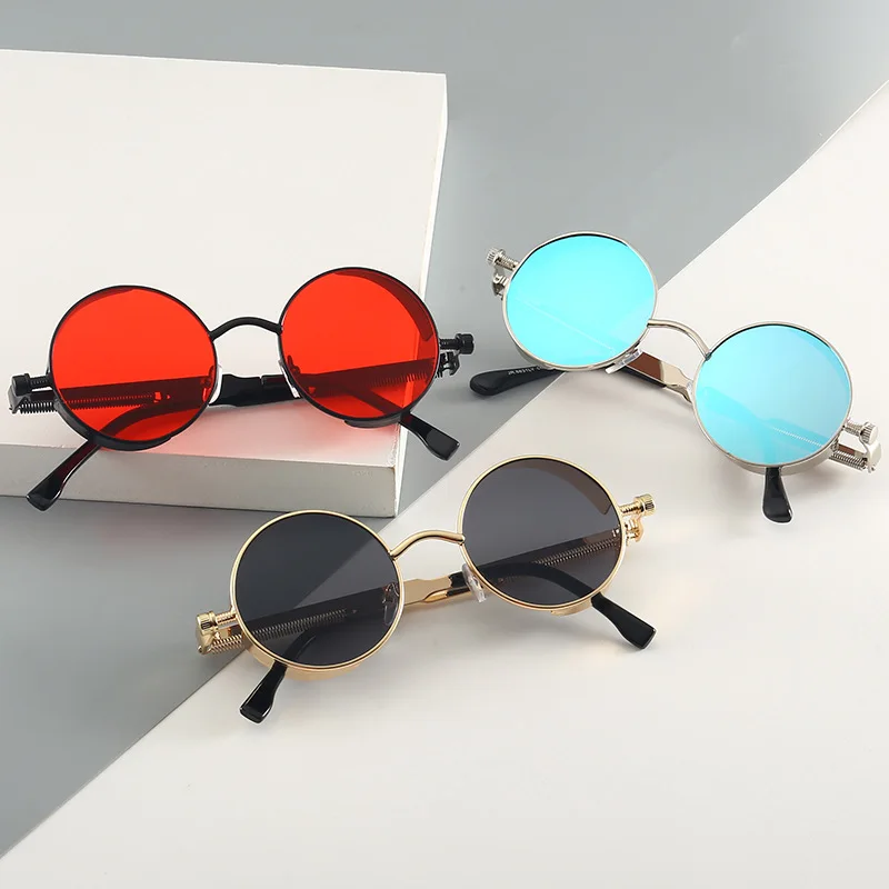 Vintage Round Metal Frame Sun Glasses UV400 Eyewear Fashion Men Women Steampunk Sunglasses