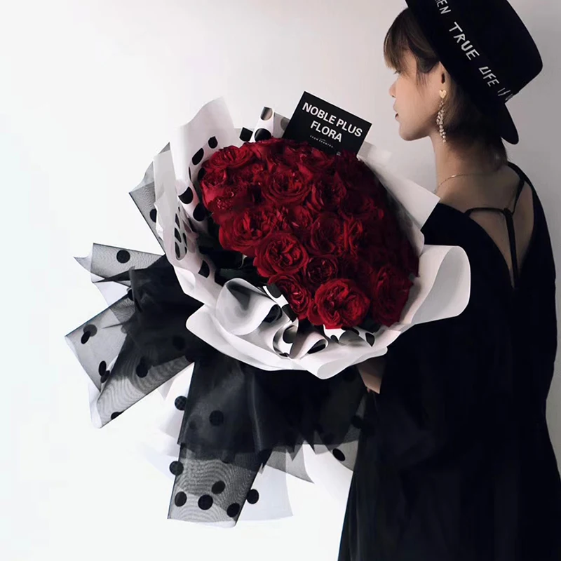 How to make flower bouquet using Black wrapping paper 
