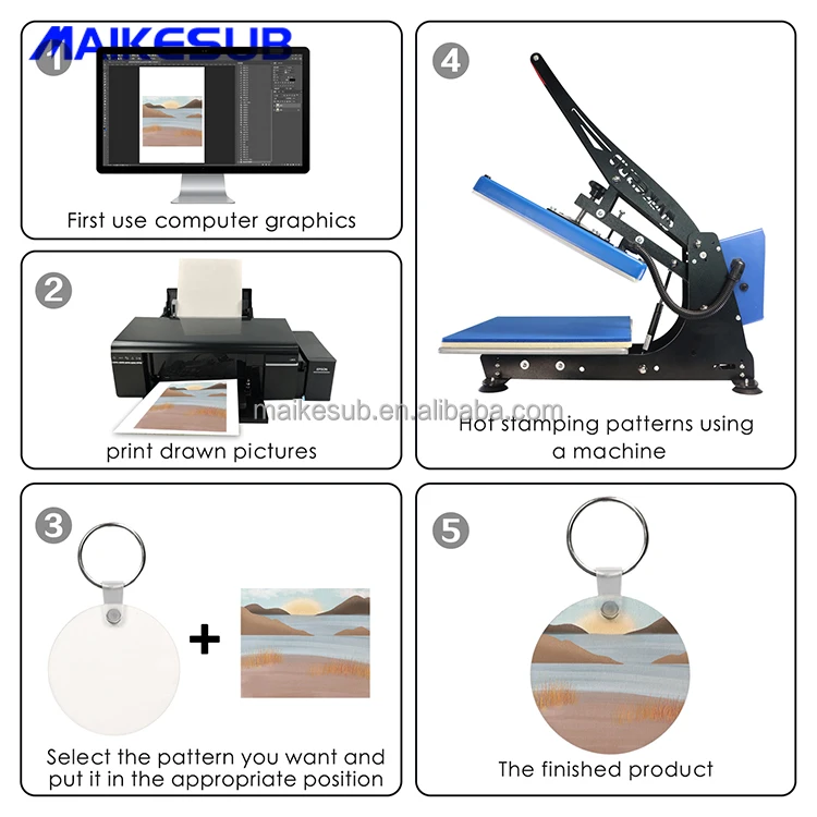 Customized Logo MDF Keychain with Metal Buckle Plastic Clip Single- Double-Sided for Decorative Objects Sublimation Keychain