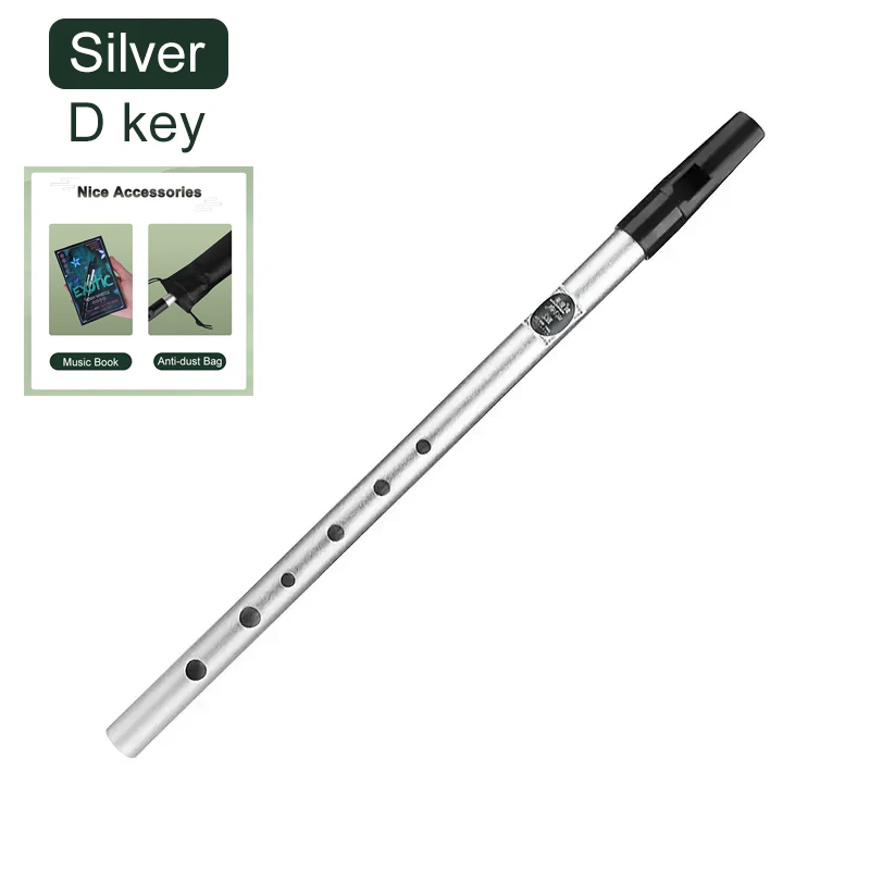 MINGYQOU Irish Whistle Flute C/D Key Ireland Flute Aluminum Alloy Whistle 6 Hole Flute M aperçu 10