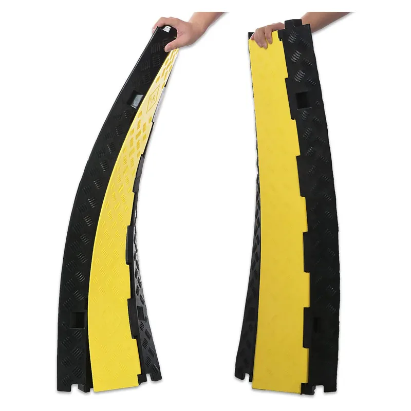 Cable Ramp 2 Pack of 3 Channel PVC Rubber Cable Protector,44000lbs Capacity Heavy Duty Hose Cord Protector Ramps