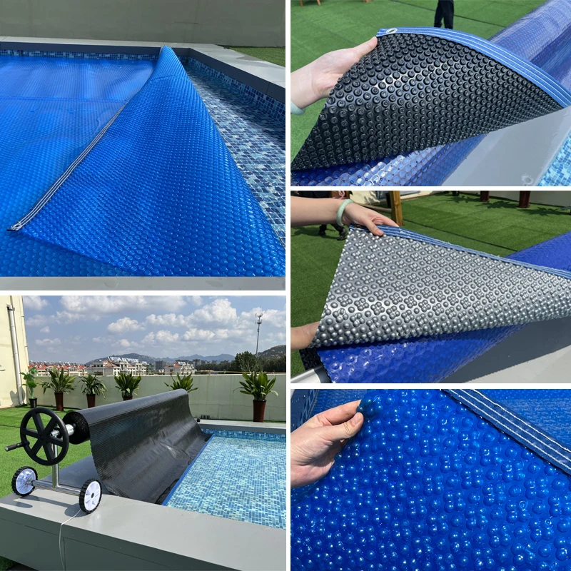 Anti - UV 100um 200um Swimming Pool Solar Cover Blue Color PE Bubble  Blanket Solar Pool Cover