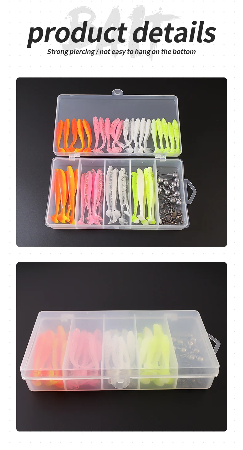 61pcs Artificial Fishing Bait Tackle Bass Fishing Gear Lures Kit Set