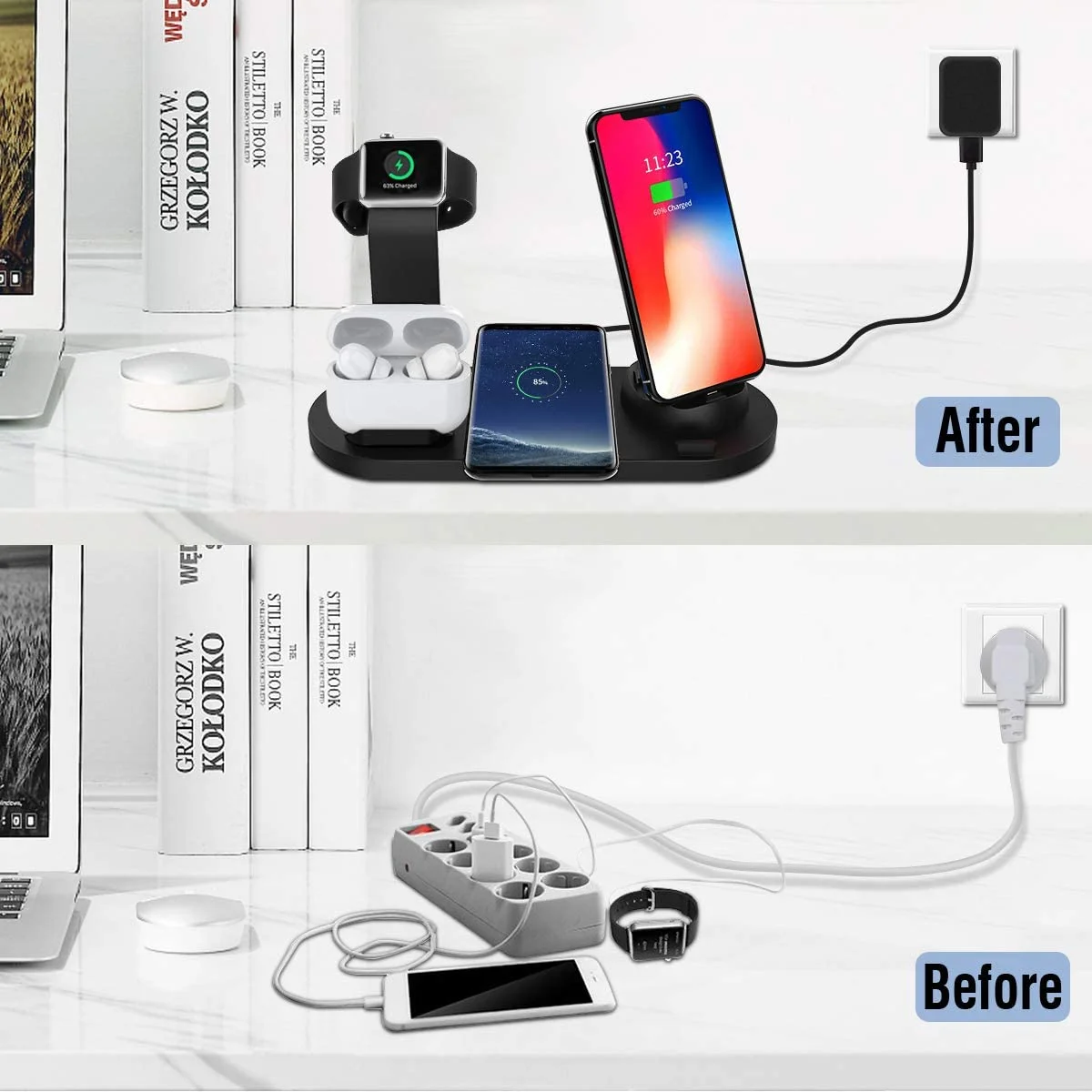 Newly Holder Phone Popular Multi Functional 6 In1 4 in 1 Wireless Charger Fast Charging Dock Stand Desktop Charging Station