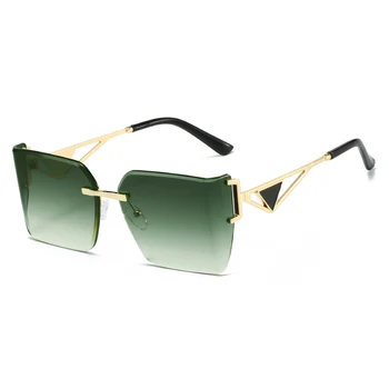 Oversized Square Shield Sunglasses for Women - Rimless  display picture 1