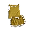 Mustard Yellow White Trim Tank Short Set
