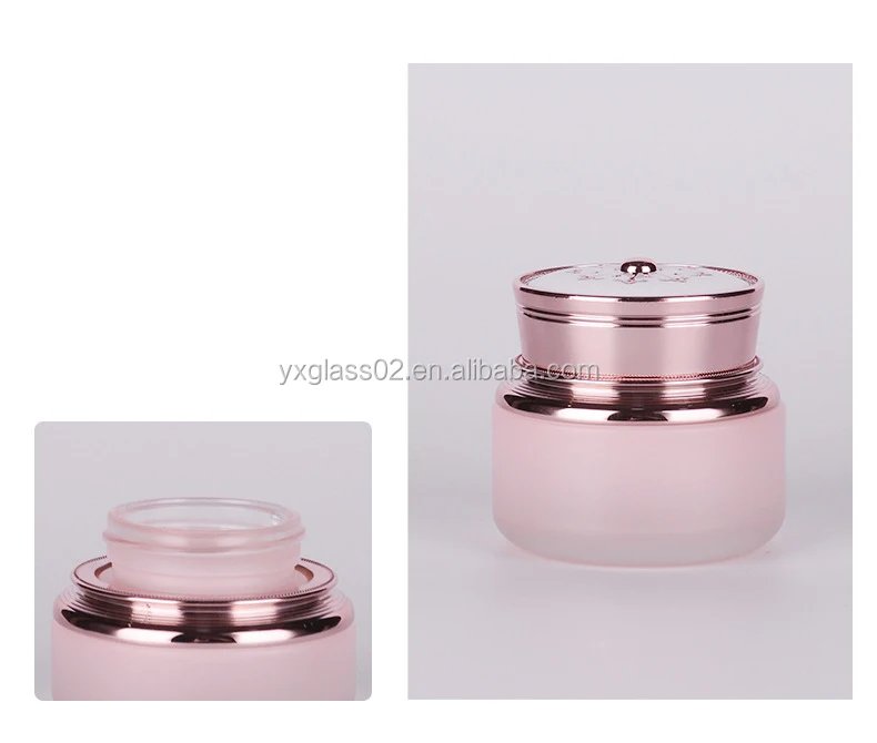 OEM high quality 30g50g30ml100ml120ml toner lotion serum cream skincare packaging cosmetic pink luxury glass container manufacture