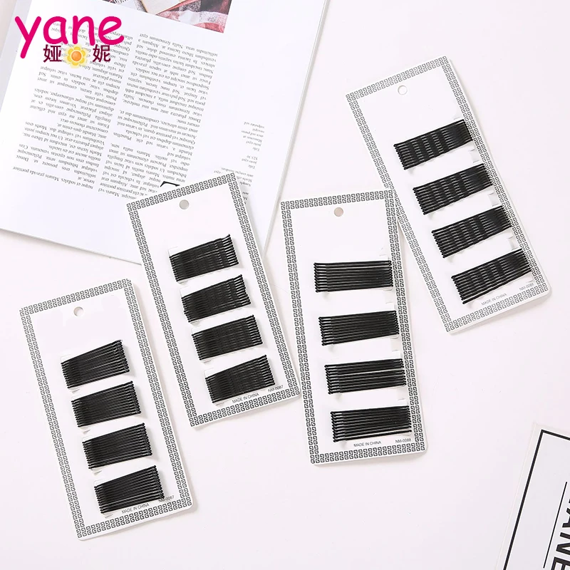 Set of Normal Style Black Hair Pins Simple Bobby Pins With Clip Feature for Girls 5cm Size Made of Metal and Acryl