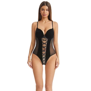 Lism Wholesale Custom logo Ladies One Piece Sleeveless Black Clothing Push up Sheer Lingerie Set Velvet Bodysuits for Women Sexy