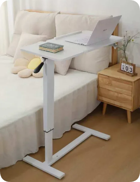 Foldable and Height Adjustable Overbed Table with Locking Wheels for Hospital, Home, Office Use manufacture