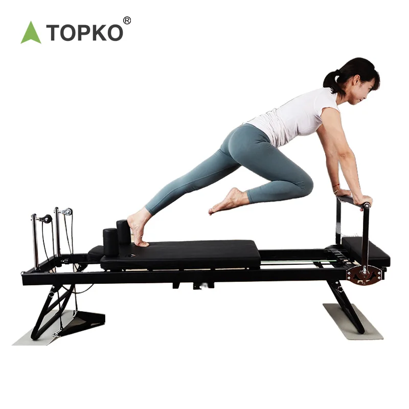 TOPKO Home Use Portable Pilates Reformer Machine for Beginner Yoga Fitness Adjustable Foldable Pilates Reformers