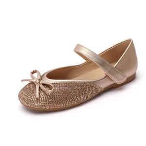 Guangzhou Wholesale Children Princess Dance Shoes Girl Dress Party Flat Shoes Soft Sequined Bow Children's Casual Shoes