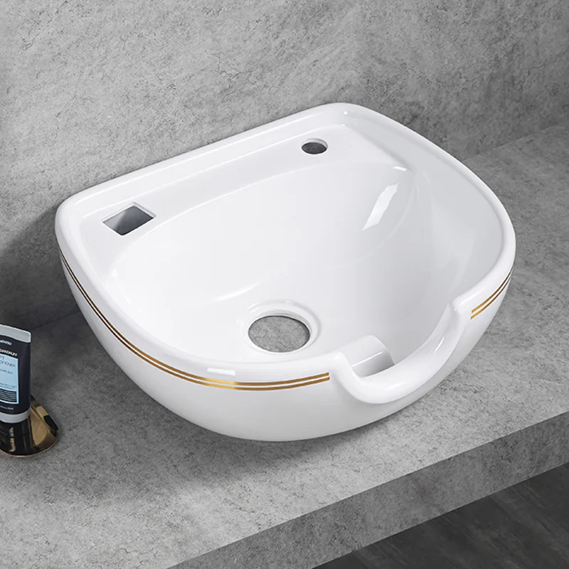 JX-019 Luxury Style Beauty Porcelain Good Quality Hair Salon Equipment Hairdressing Ceramic Shampoo Basin
