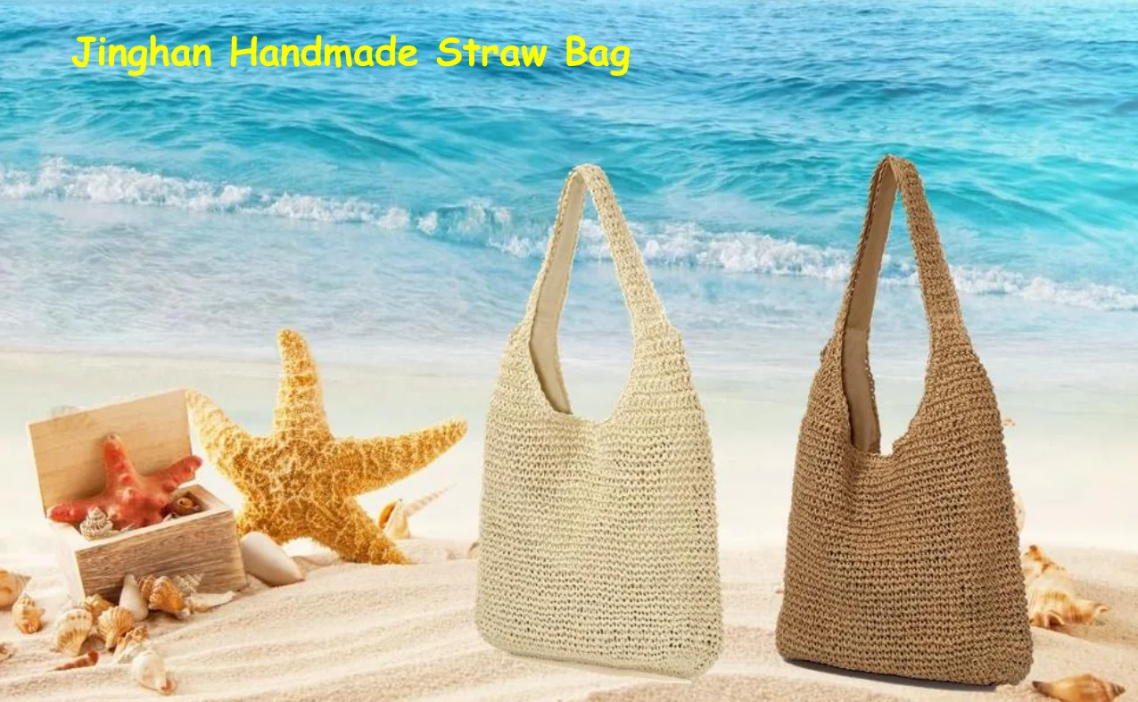 2023 Wholesale Womens Large Straw Beach Tote Bag Hobo Summer Handwoven