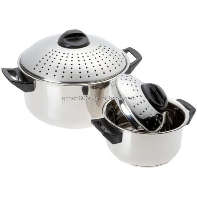 kitchen cooking pasta pot with strainer