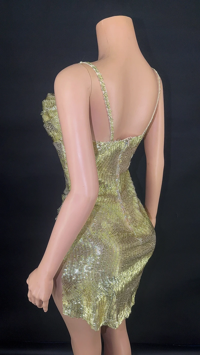 slim fit dress slacks The Bri Bandage Glitter Dress 4 / Beige main image 1