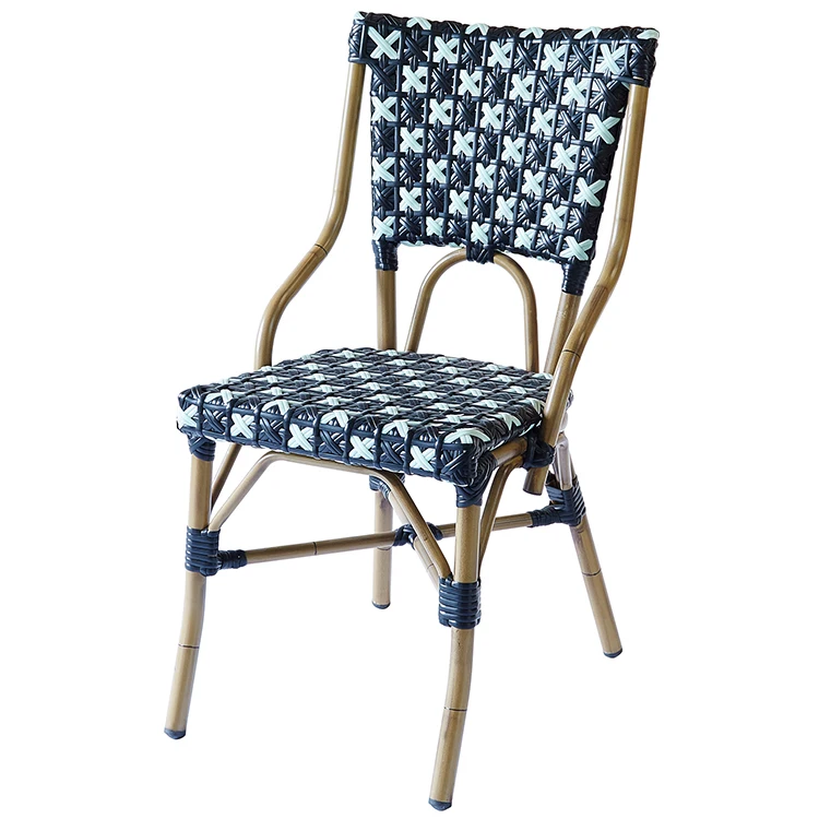 armless blue antique french blue bistro vintage chairs rattan