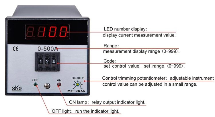 MF96AA hoog - kwaliteits10a Digitale Comité gelijkstroom Voltmeter en Ampermeter met Rood licht