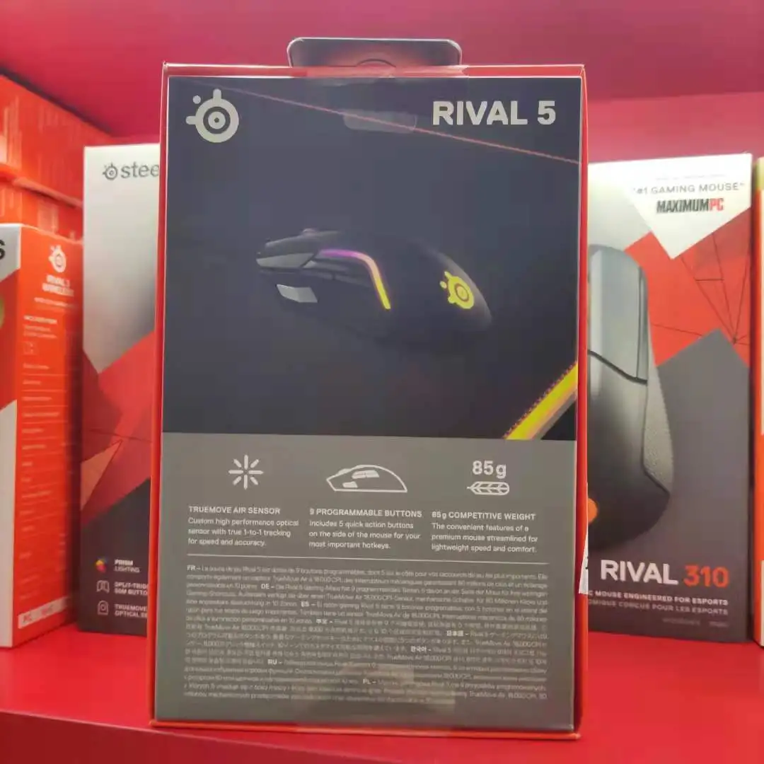 SteelSeries Rival 5 Gaming Mouse with PrismSync RGB Lighting and 9 Programmable Buttons