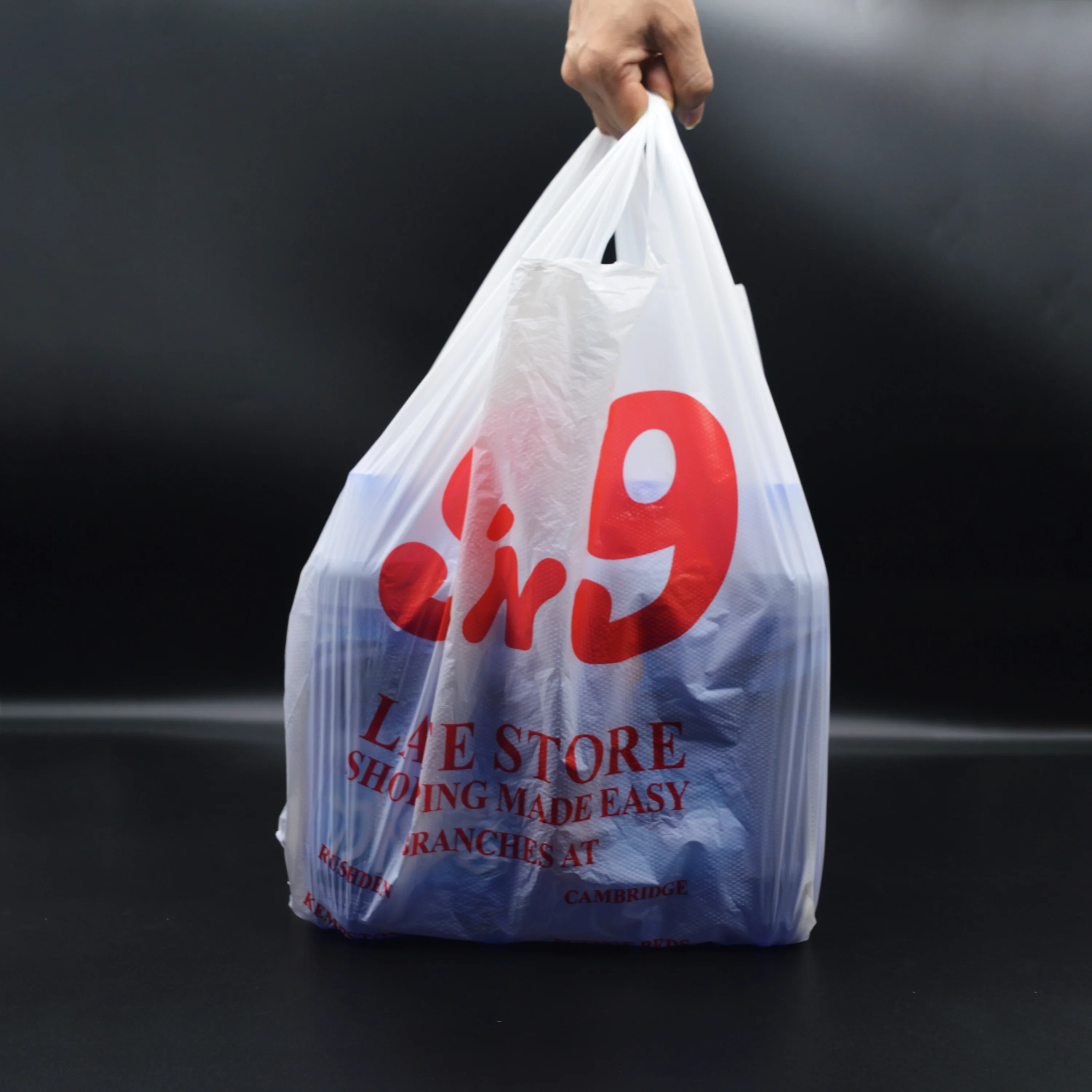 Custom Logo Printed Hdpe Ldpe Handbags Supermarket T Shirt  Shopping Bag Compostable Grocery Bags Single-layer Plastic Bags