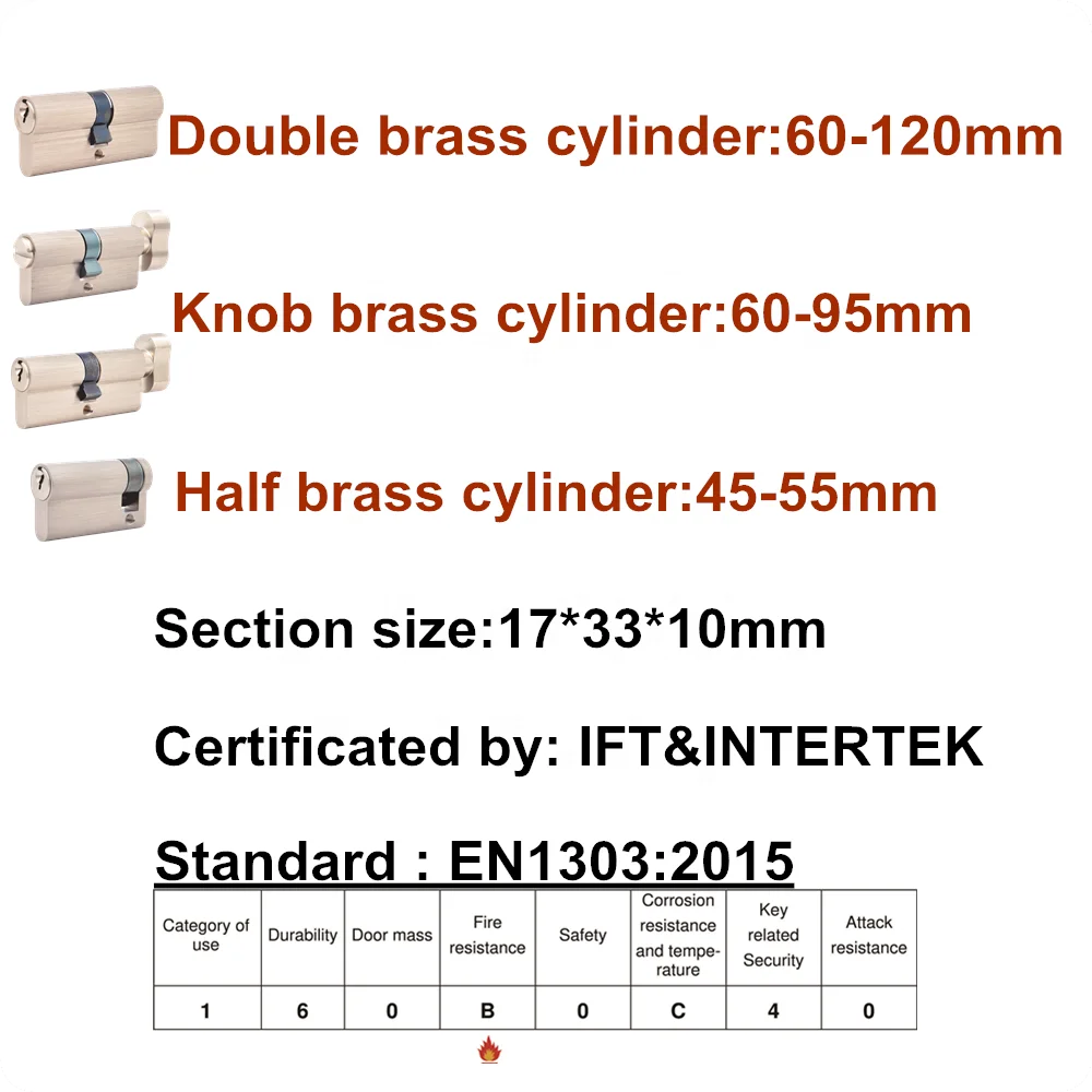 Euro Profile Brass Cylinder / En1303 European Lock Cylinder / Master