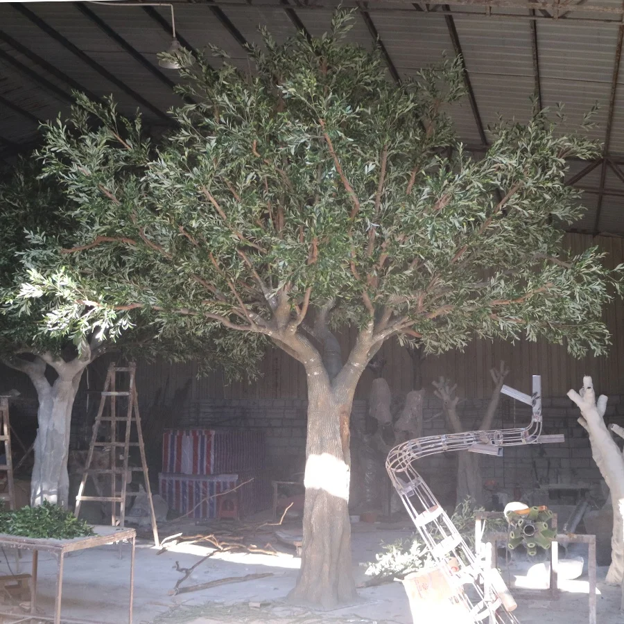Large Modern Faux Olive Tree, Weather Resistant Artificial Tree, Indoor Outdoor Commercial Centerpiece Decor for Hotel