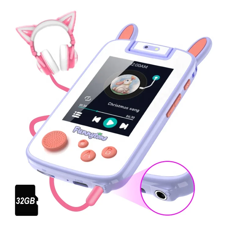 Smartphone Enfant 2,8 Pouces – Double Caméra, 14 Jeux Éducatifs, 32 Go, Coque Silicone, Cadeau Fille 3-8 Ans