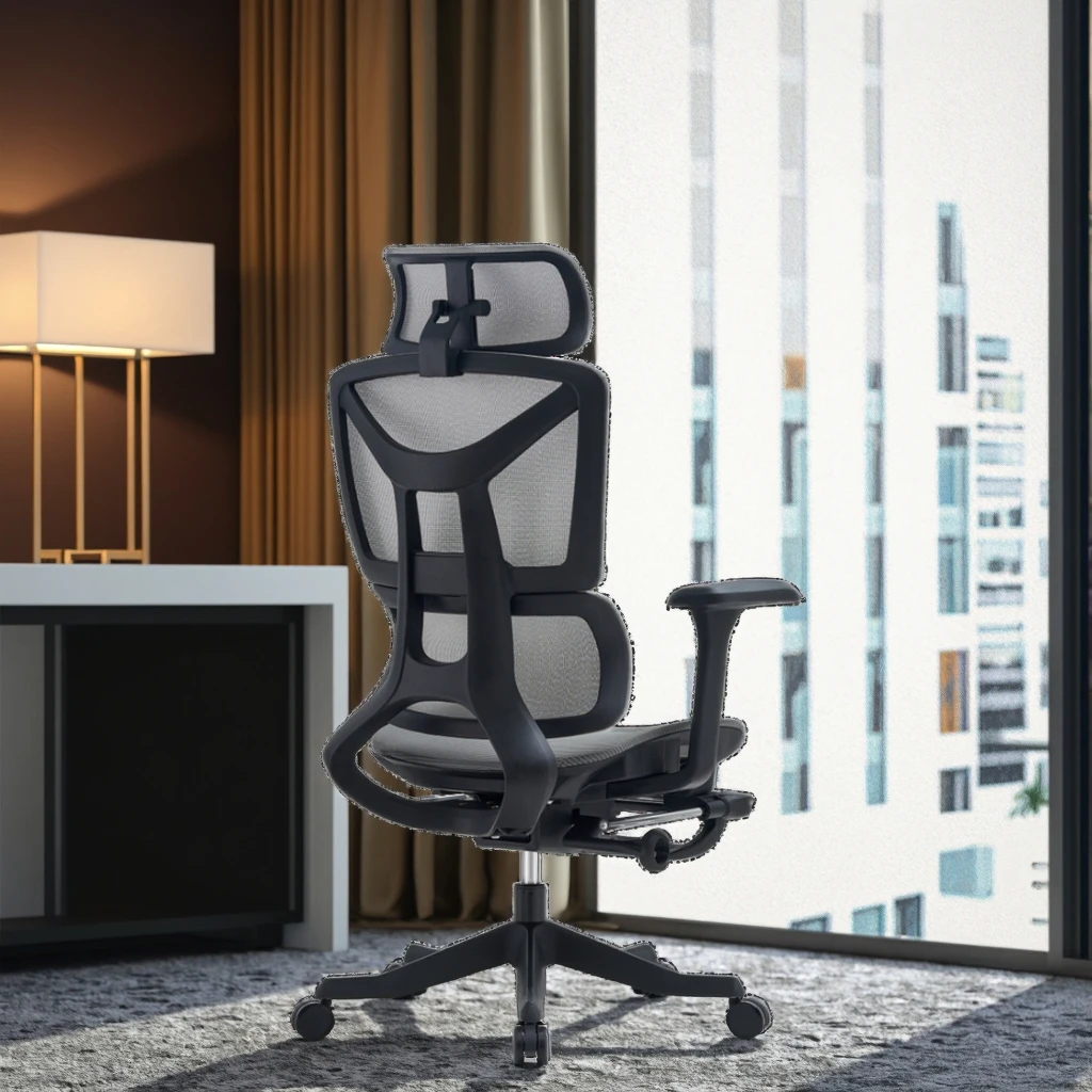 Extended Comfort Mesh Recliner Rotatable Footrest Ergonomic Support Heavy Duty Base Professional Leisure 3