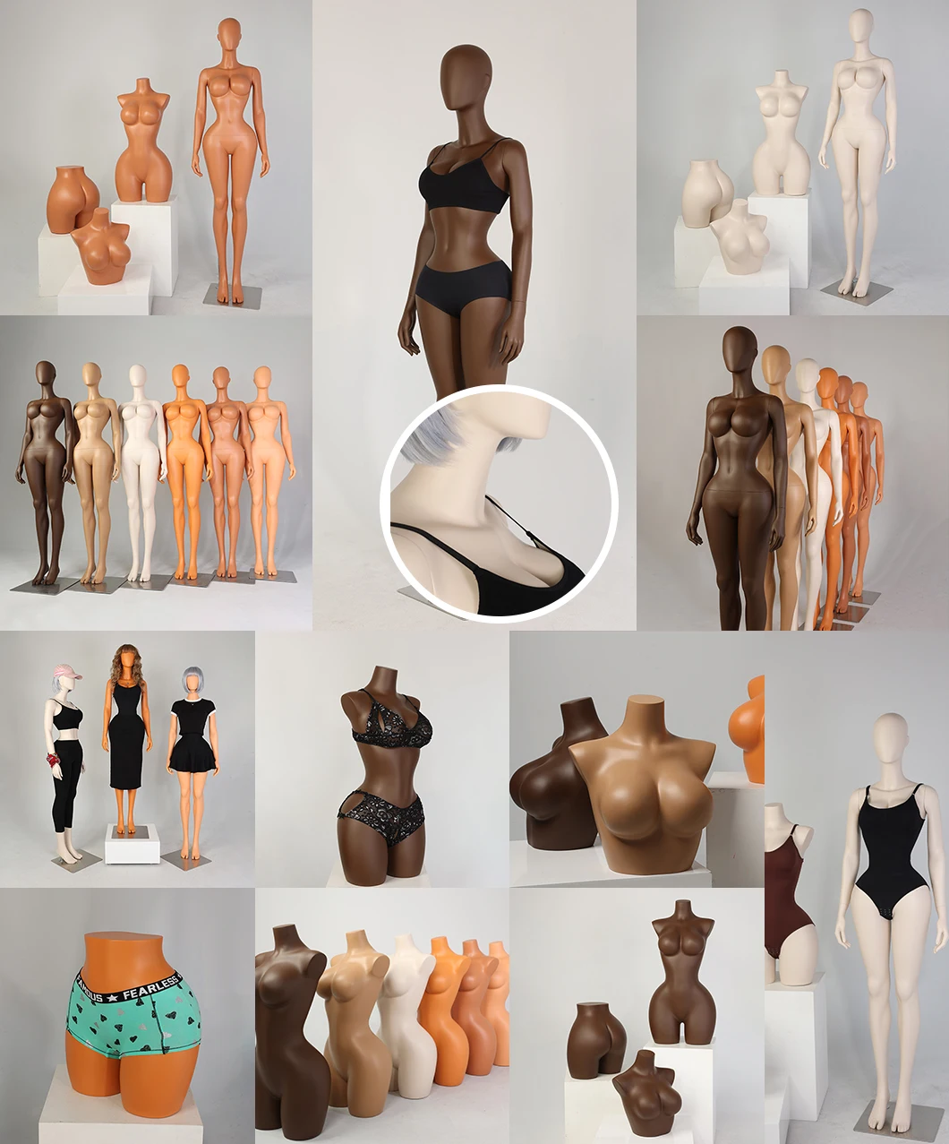 Women Curvy Foam Mannequin Brazilian Girl Dress Form Size Big Hips Bust Half Body Golden Mannequins Female Torso
