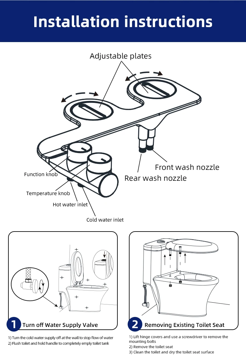 Wholesale Hot And Cold Water Non Electric Bidet Toilet Attachment, The Newest Toilet Bidet Sprayer for Toilet Seat Cover factory