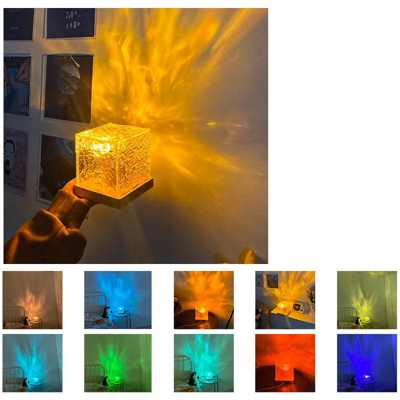 Led Square Night Light Cube Decorative Night Lamp Rgb 16 Colors Desk ...