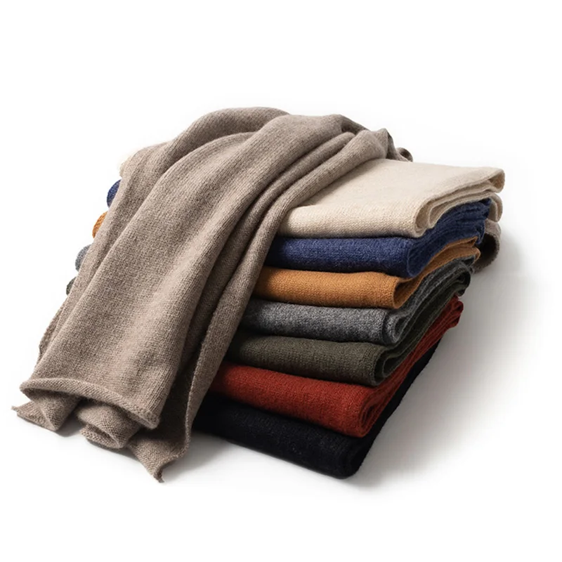 Custom Winter Warm Wool Scarf Mongolian Plain Knit Cashmere Scarf_voghion.com