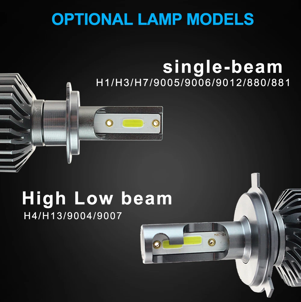 POPNOW Высокий люмен P1 H4 H13 9004 9007 Светодиодные Автомобильные фары ближнего света для мотоциклов Фары Лампы 80 Вт 8000LM DOB чипы